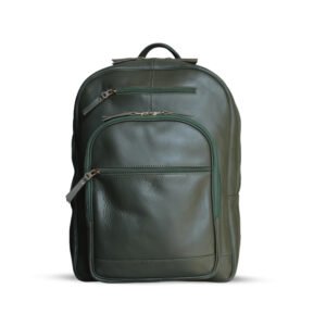 Green leather backpack